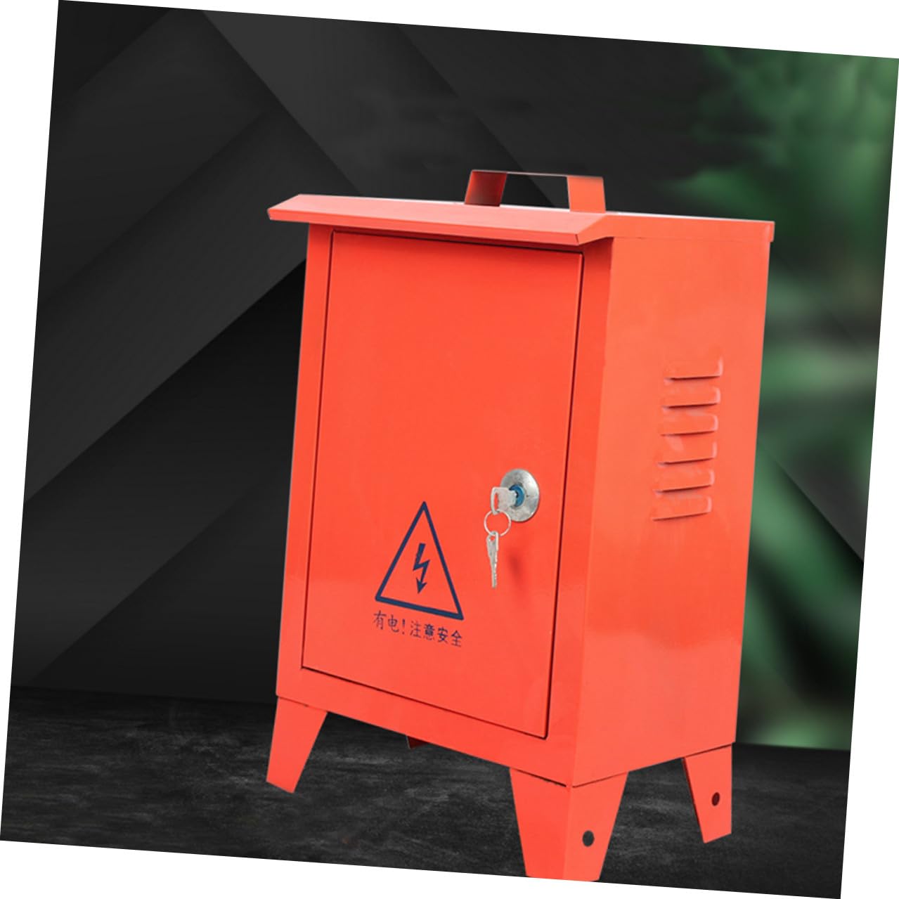 Gadpiparty Outdoor Weatherproof Small Iron Electrical Distribution Box with Breaker, Portable 250x300x180mm Power Distribution Enclosure for Construction Site Use