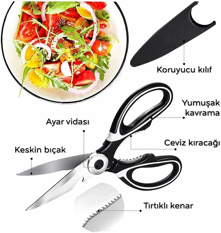 ARVALE Multifunctional Stainless Steel Chicken Shears | Chicken Fish Vegetable Shears