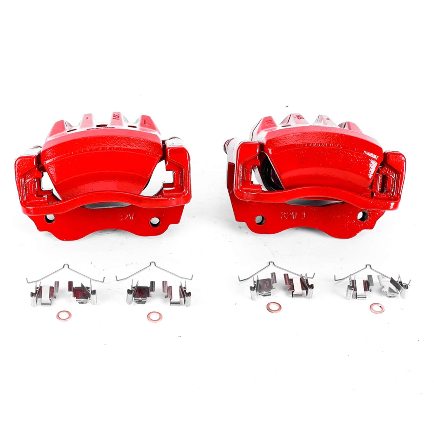 Power Stop High-Temp Red Powder Coated Rear Calipers – Fits Hyundai Genesis Coupe 2010-2016 – Complete Bolt-On Kit With Hardware