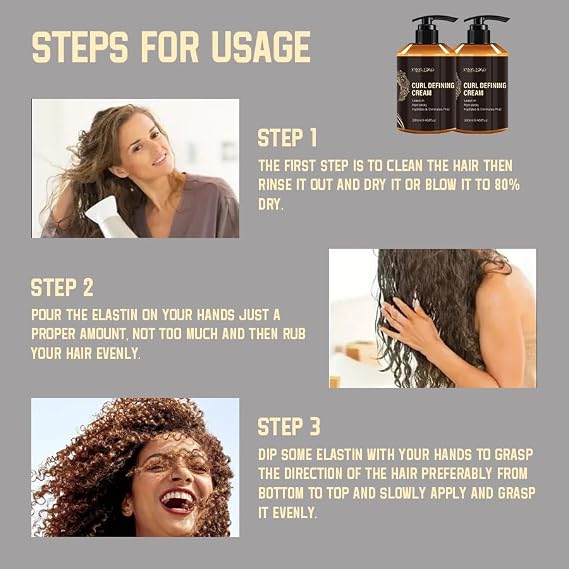 Curl Defining Cream, Moisturizer & Enhancer w/Almond, Jojoba & Argan Oil Moisturizing Hair Styling Paste, Elastic Styling Wax, Enhancer & Frizz Control For Curly Hair, Wavy Hair, Afro Hairstyles