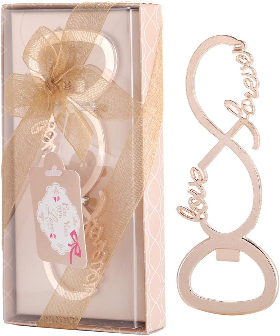 PARTYGOGO Love Forever Bottle Opener for Baby Shower Bridal Shower Favors Wedding Favors Birthday Party Decoration with Gift Box (gold love forever, 12)