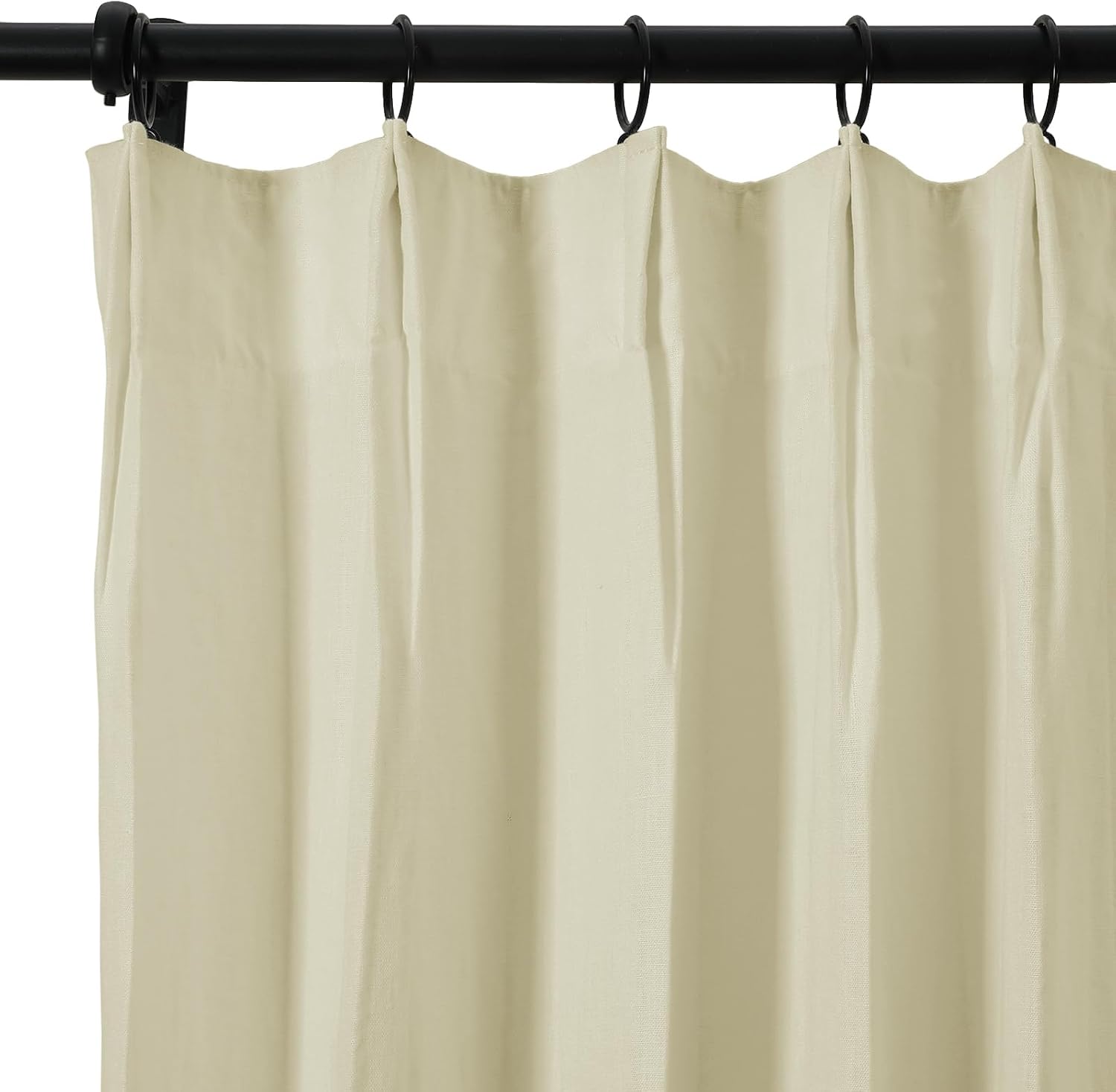 ChadMade Natural 52W x 84L Inches Light Filtering Curtain, Tailored Pleat Top Style Lined Textured Drape, Belgian Linen Curtain for Living Room/Country Style (1 Panel, Beige)
