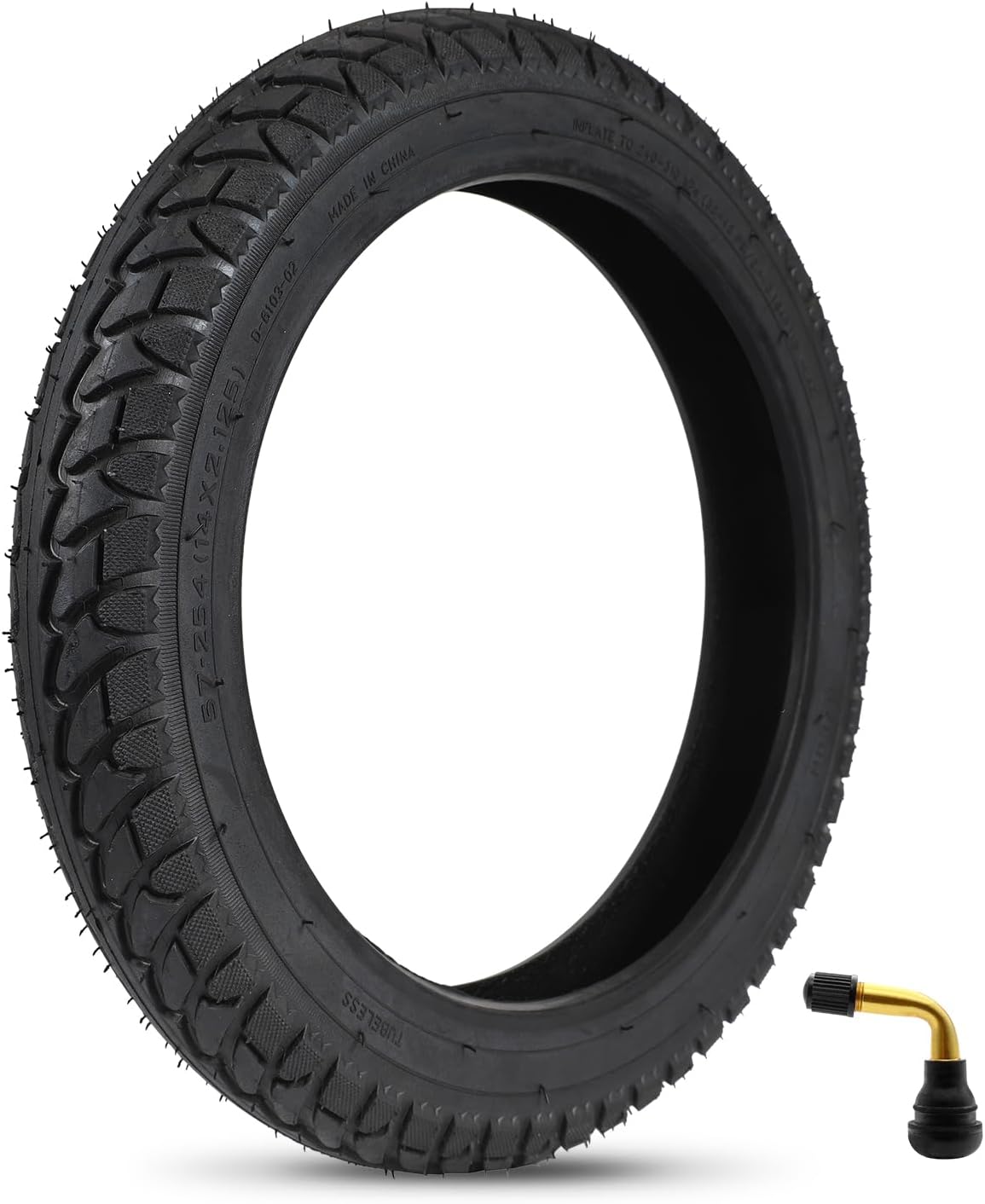 14 x 2.125 Tubeless Electric Bike Tire,14x2.125/57-254 E-Bike Tire with PVR60 Valve for 14 Inch Electric Folding Bikes,Electric Bicycles and E-Scooters