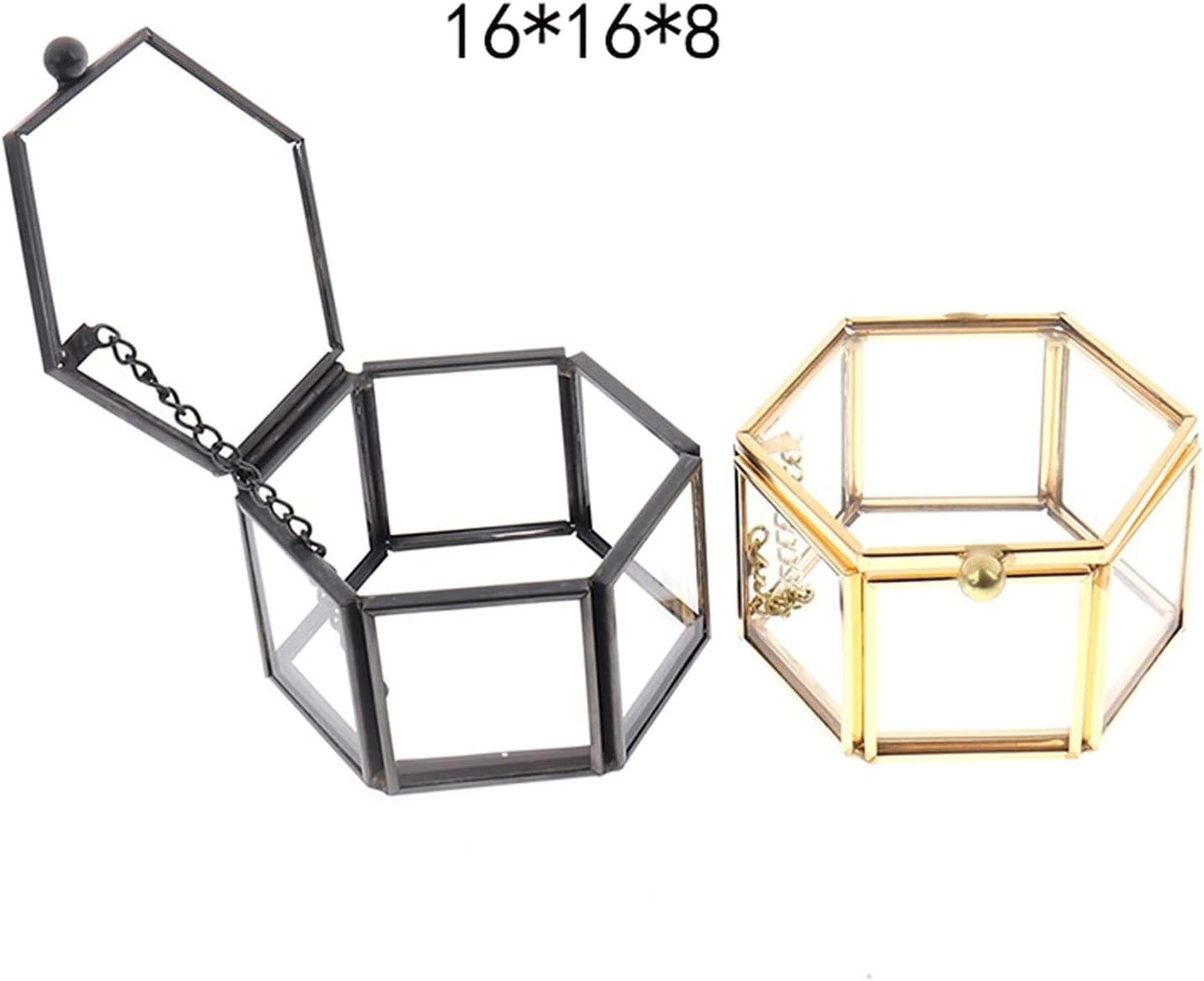Jewelry Organizer Jewelry Storage Rack Desktop Storage Hexagonal Transparent Glass Ring Box Ring Box Geometric Transparent Glass Jewelry Box Boxes