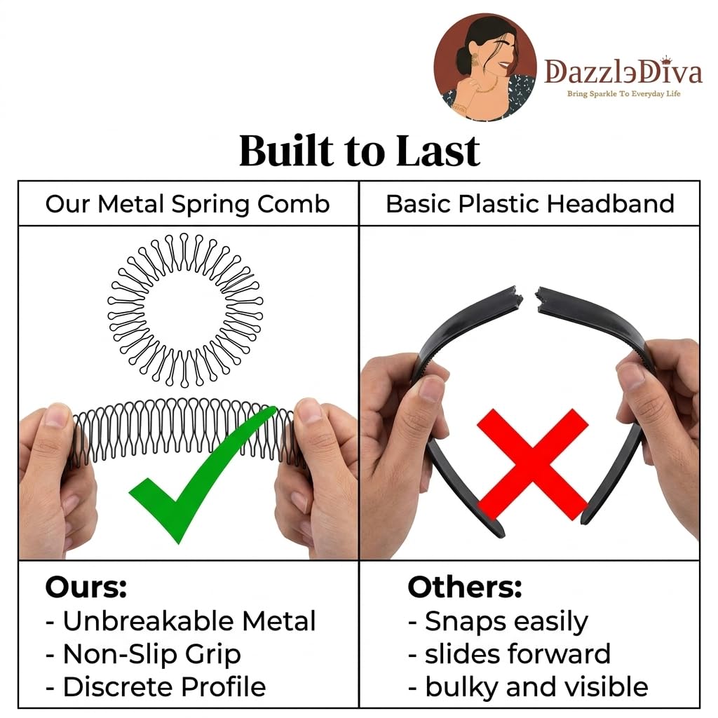 DazzleDiva Invisible Hair Comb - Flexible Round Styling Tool for Secure Updos & Volume 3
