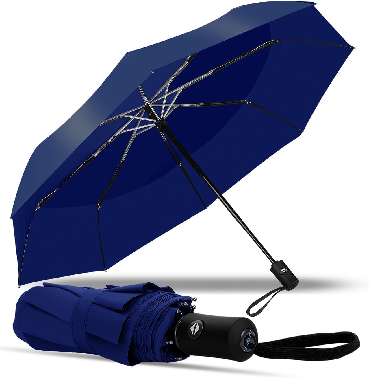 Umbrella Windproof Travel Umbrellas for Rain - Easy Auto Open Close, Durable & Compact Umbrella for Travel Windproof Compact Stick Umbrella for Rain, Lightweight Portable Umbrellas for Travel Portable Travel Umbrella - Windproof Umbrella for Rain, Strong and Compact ( Blue )-image-37