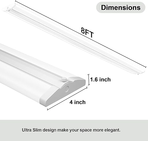 Miniatura 3 de ANTLUX Luz LED de tienda de 8 pies de 110 W equivalente a 6 lámparas T8 fluorescentes, tira de luces compactas de 8 pies, 12500 lm, 5000 K, montaje
