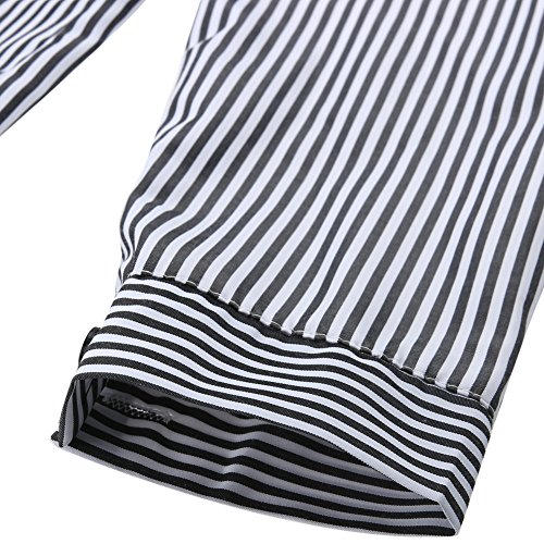 Blusa feminina formal de manga comprida com botão e bolso listrado da Diamondo (GG)
