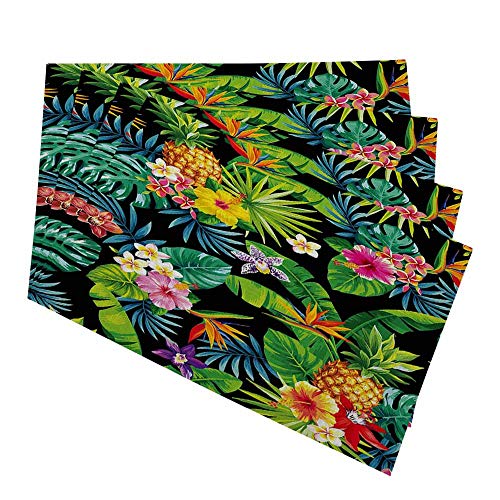 Ofloral LPLACEMATS225B651 Palm Leaves And Flowers Placemats cover