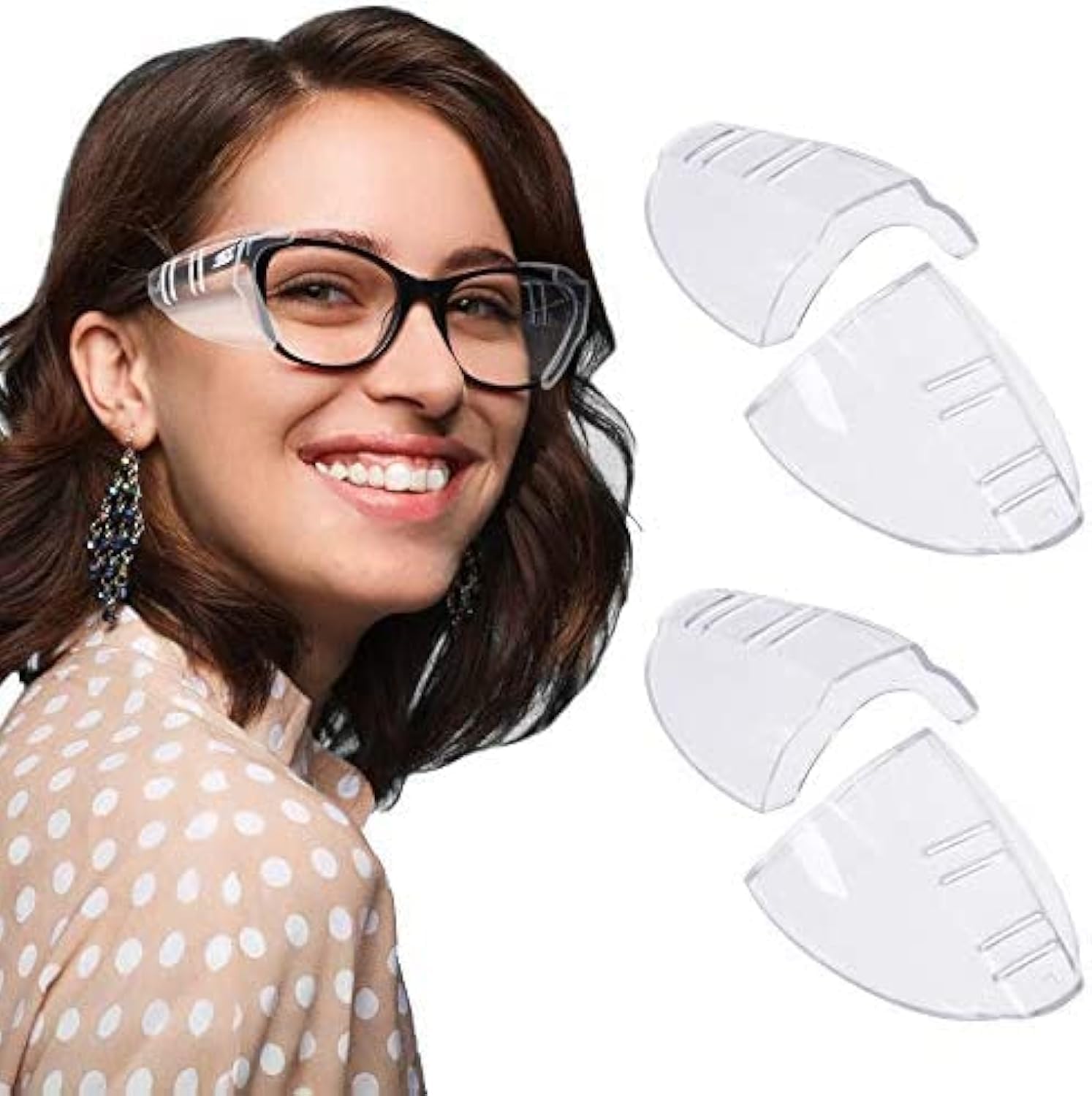 Side Shields 2 Pairs Safety Glasses Side Shields Glasses Side Safety Protection Clear Side Shield Universal Side Shield Safety Glasses for Small to Medium Eyeglasses