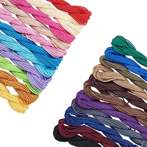 PH PandaHall 196 Yards 22 Colors 1mm Colorful Waxed Polyester Cord Thread Beading String for Bracelet Necklace Jewelry Making and Macrame Supplies