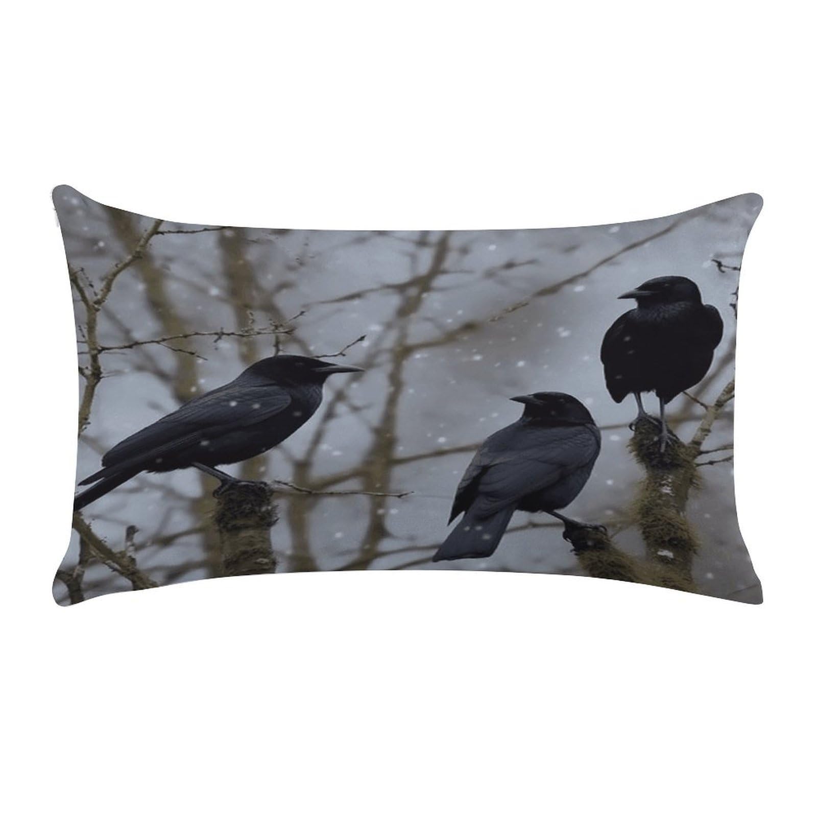VstaDank Black Crow Birds Throw Pillow Covers Rectangular Cushion Case Short Plush Pillowcase with Zipper Luxury Cozy Lumbar Pillows Shells Decorative Pillow Shams 12 X 20 Inch