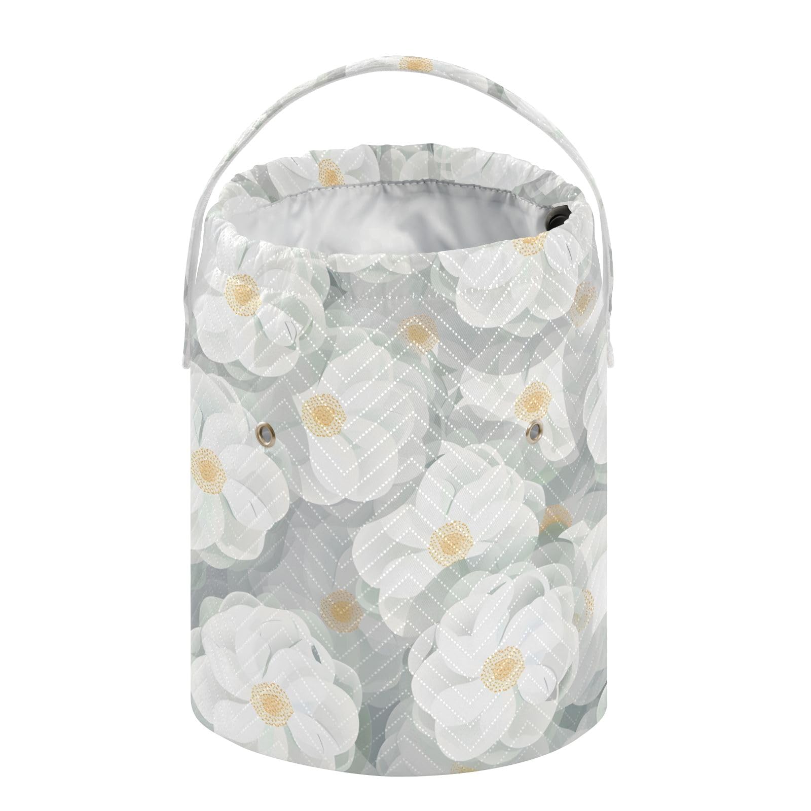 Yarn Storage Bag Small Crochet Bag Knitting Bag Organizer White Camellia Flowers Yarn Bags for Crocheting Basket