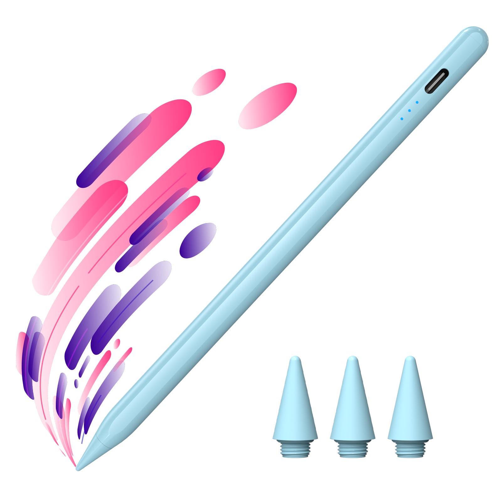 JAMJAKE Stylus for Apple iPad Pencil 5X Faster Charge, Pencil for Apple iPad Compatible with iPad 6-11th Gen, iPad Air 3-5/M2/M3, iPad mini 5/6, iPad Pro 11"/12.9"/M4, Double Tap Turn On/Off - Blue-image-46