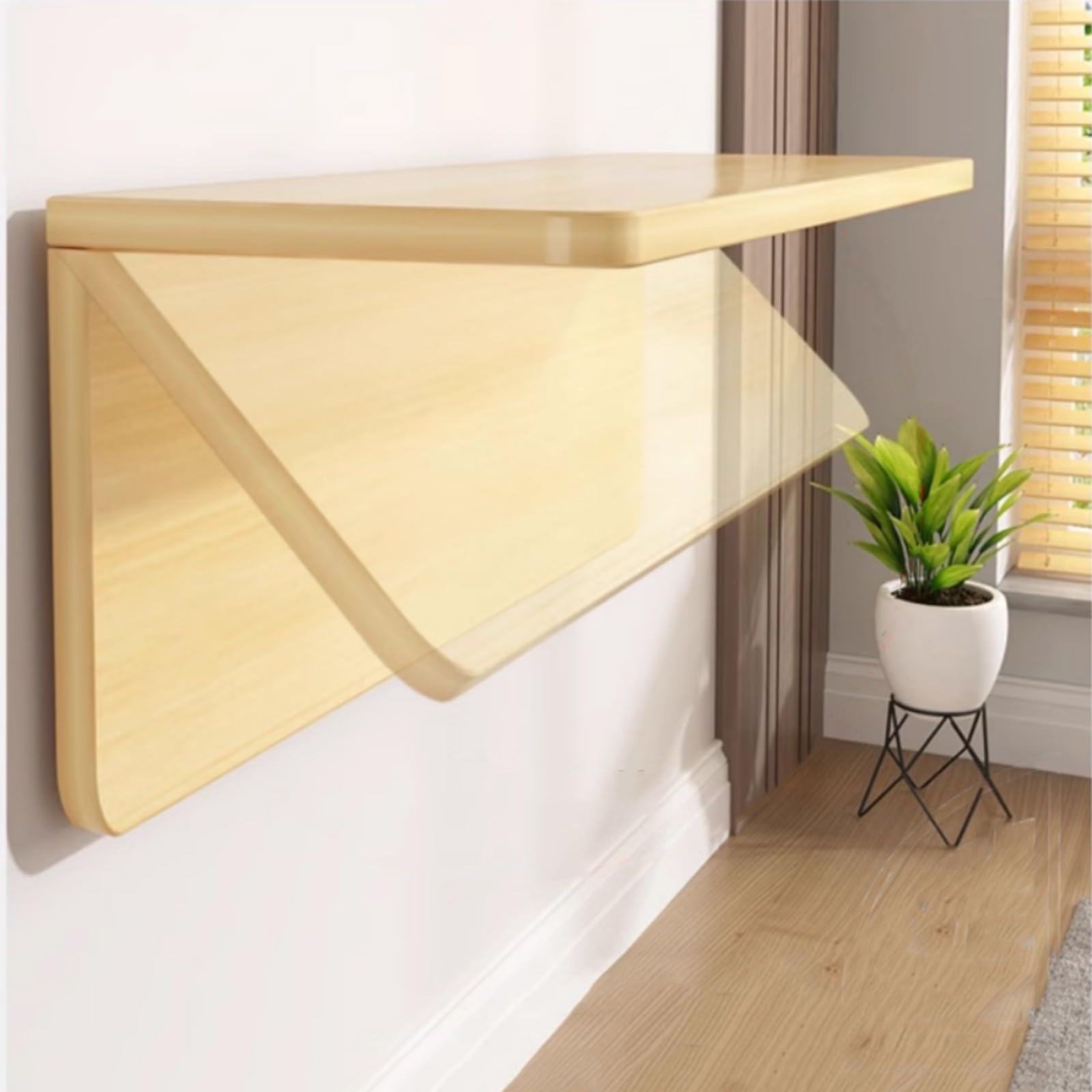 XINGWANGG Wall Mounted Table Folding Wood Hanging Computer Desk Multifunctional Fold-Down Work Table for Study Dining Room Bedroom,Space Saving,with Screws (Wood,70cm x 30cm)