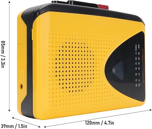 Miniatura 8 de Reproductor de casete portátil con radio AM FM, reproductor de cinta retro integrado altavoz y micrófono, conector de auriculares para interiores y
