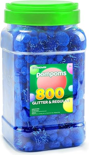 Miniatura 7 de Eppingwin 800 pompones multicolores, pompones regulares y brillantes, pompones de varios tamaños y colores, pompones de manualidades para artes,