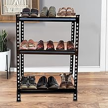 36 * 36 * 18 Inches 3 Shelves Black Matte Finish Adjustable Shelving Unit Storage Utility Display Rack Steel Boltless Rivet Rack