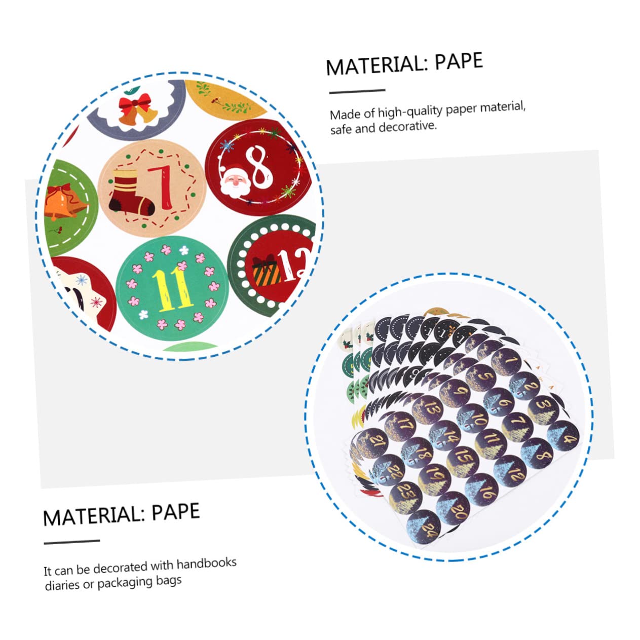 VILLCASE 36 Fogli Adesivi natalizi adesivo numero di natale adesivi decorativi cartellino stickers scrapbooking regalini natale adesivo sigillante etichetta adesiva natalizia Carta