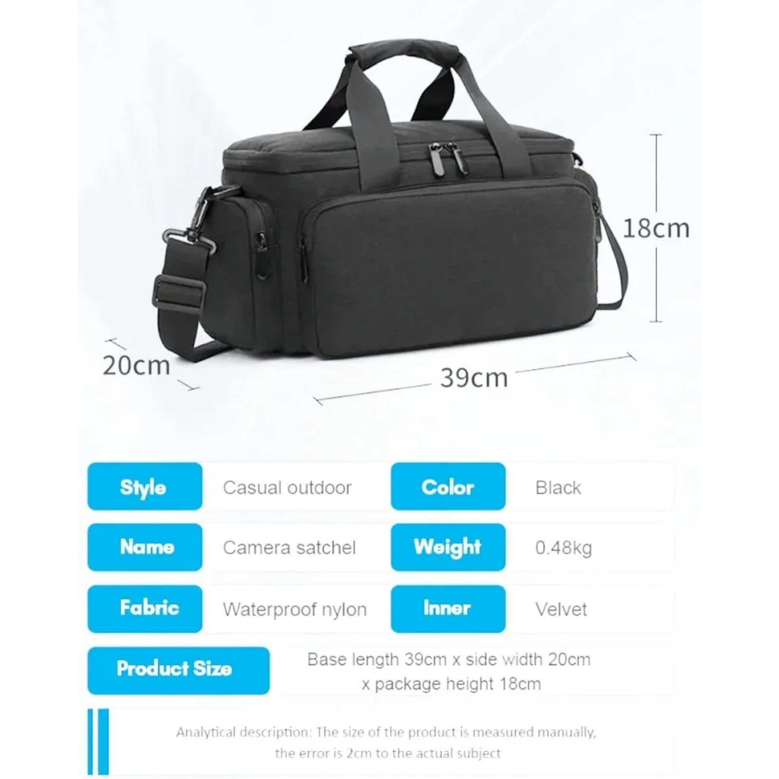 Beauty Case Borsa Fotocamera A Spalla di Viaggio Prova Urti Resistente all'Acqua con Divisori Rimovibili E Cinturina Regolabile-Black