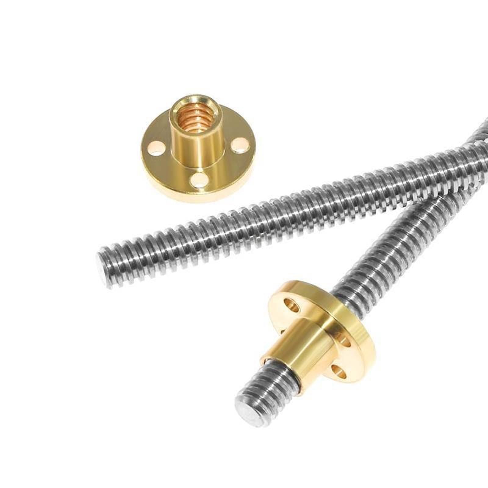 Gewindespiel TR8x1 TR8x2 TR8x4 TR8x8 Trapezgewindestange, 8 mm Durchmesser, Edelstahl-Gewindestange, T8-Leitspindel mit Messingmutter Schraube trapezförmig (Color : Pitch 2mm Lead 4mm, Size : 600mm