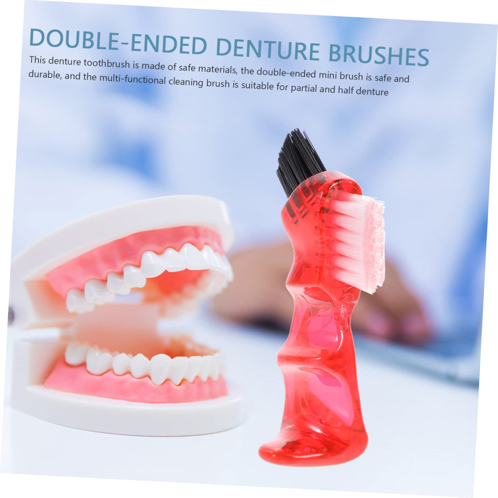 PartyKindom 16pezzi Spazzolini Per Dentiera Creativi Con Testa Doppia e Design Ergonomico Pulizia Pratica e Portatile Per Denti Finti Arancione