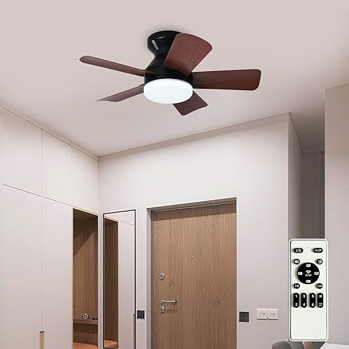 Miniatura 10 de Depuley Ventilador de techo moderno con luz: ventiladores pequeños blancos de 42 pulgadas para dormitorio interior y exterior - Ventiladores de