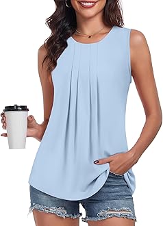 Bestbee Women's Sleeveless Chiffon Blouses Dressy Casual Tank Tops 2025 Summer Crew Neck Tunics Office Cute Work Shirts