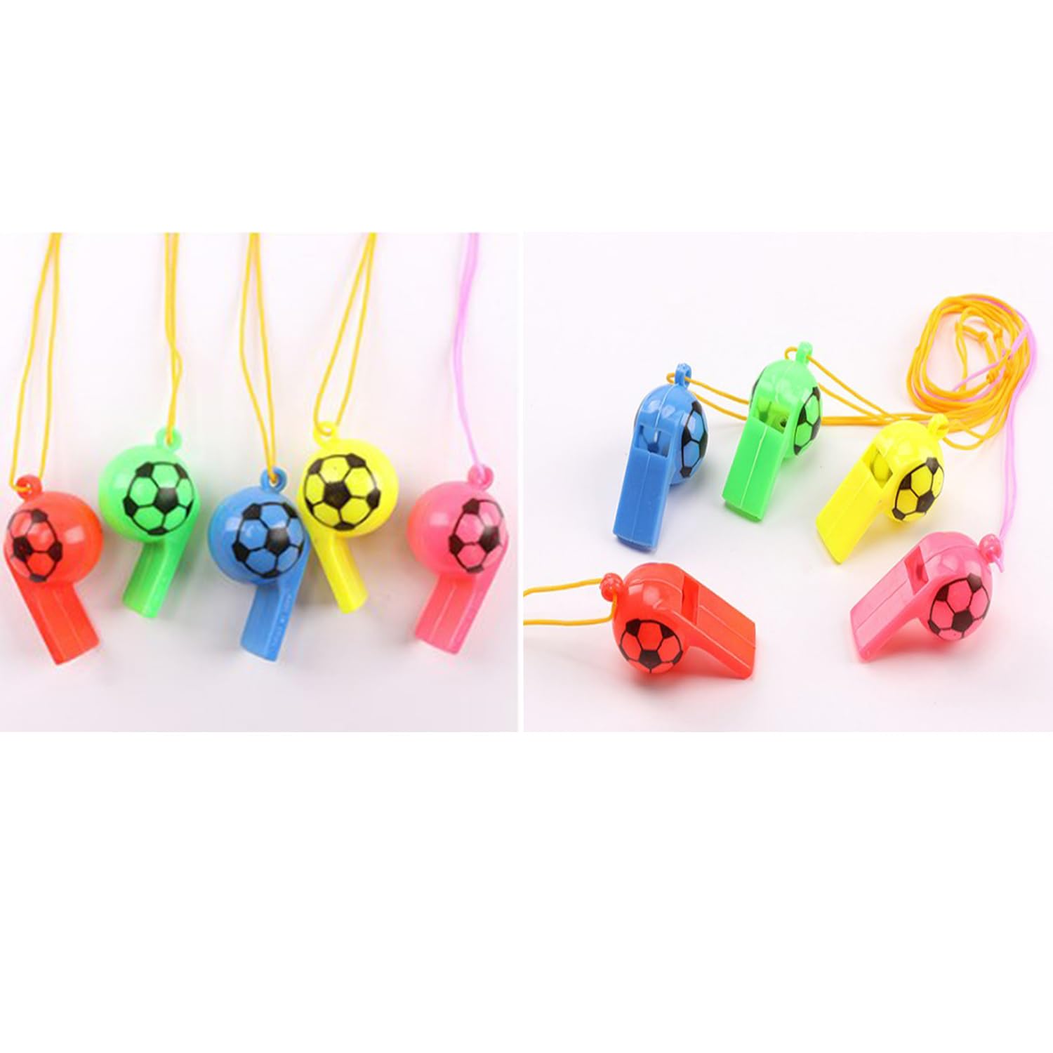 Bohue Football Whistles Colored Plastic Whistle Referee Whistle World Cup Toy Soccer Party Supplies For Kids (50