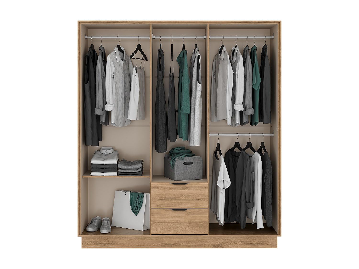 Vente-unique - Armoire 6 Portes et 2 tiroirs - L162 cm - Coloris : Naturel - FEOVA