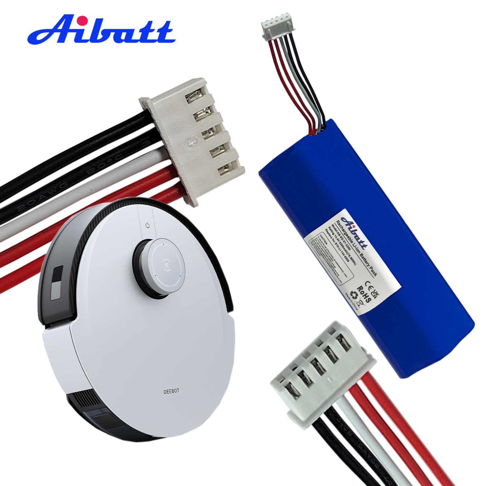 Vhbw Passend Für Ecovacs Deebot T8 Pure, X1 Omni, X1 Turbo Saugroboter Staubsauger Akku Li Ion 5200 Mah 14 4 V S0q3h0a5