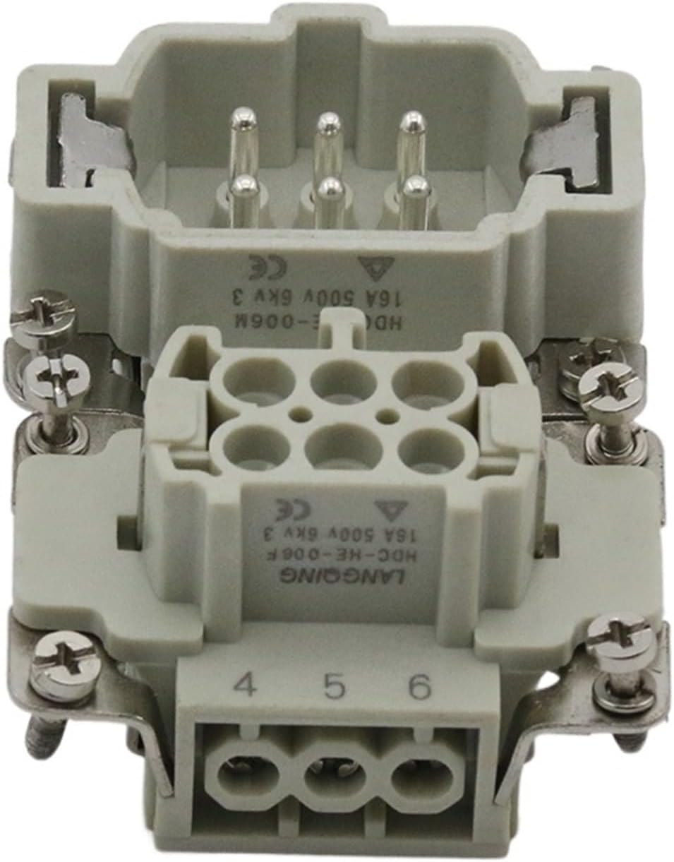 6-core Heavy-Duty Connector HDC-HE-06 Male Connector Female Connector 16A500V Aviation core(The Male Connector)