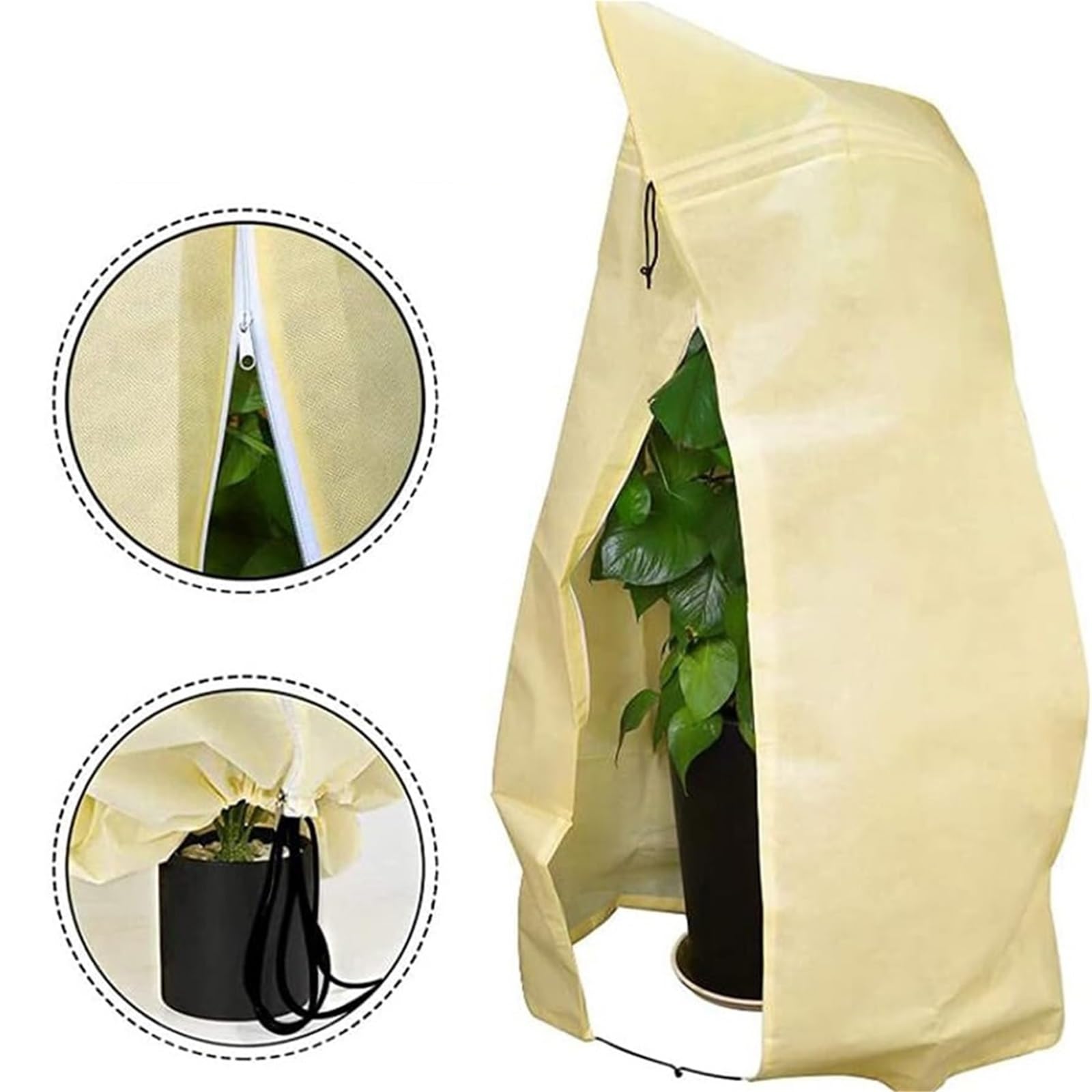 4 Fundas de Invierno for Plantas, no Tejidas, for Proteger árboles y arbustos, con cordón. para Árboles,Plantas(White,100x120cm)