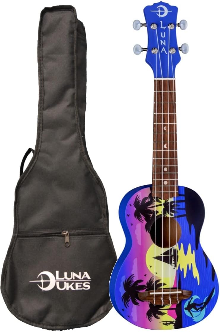 Luna Kauwela Summer Soprano Ukulele - Satin Custom Kauwela Summer Graphic