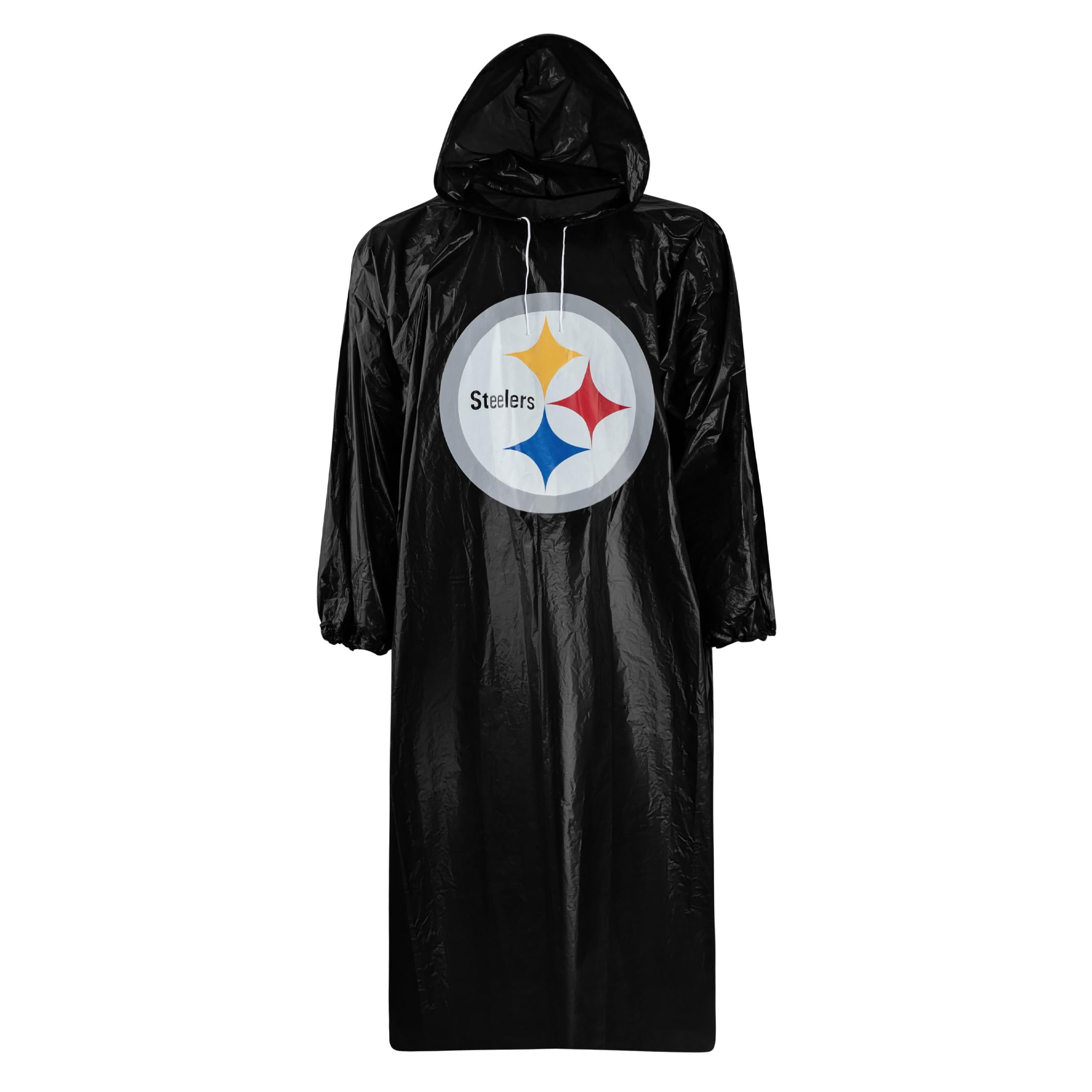 NFL Waterproof Rain Poncho for Adults, Sporty, Elastic Sleeves and Drawstring Hood, Unisex Rain Coat