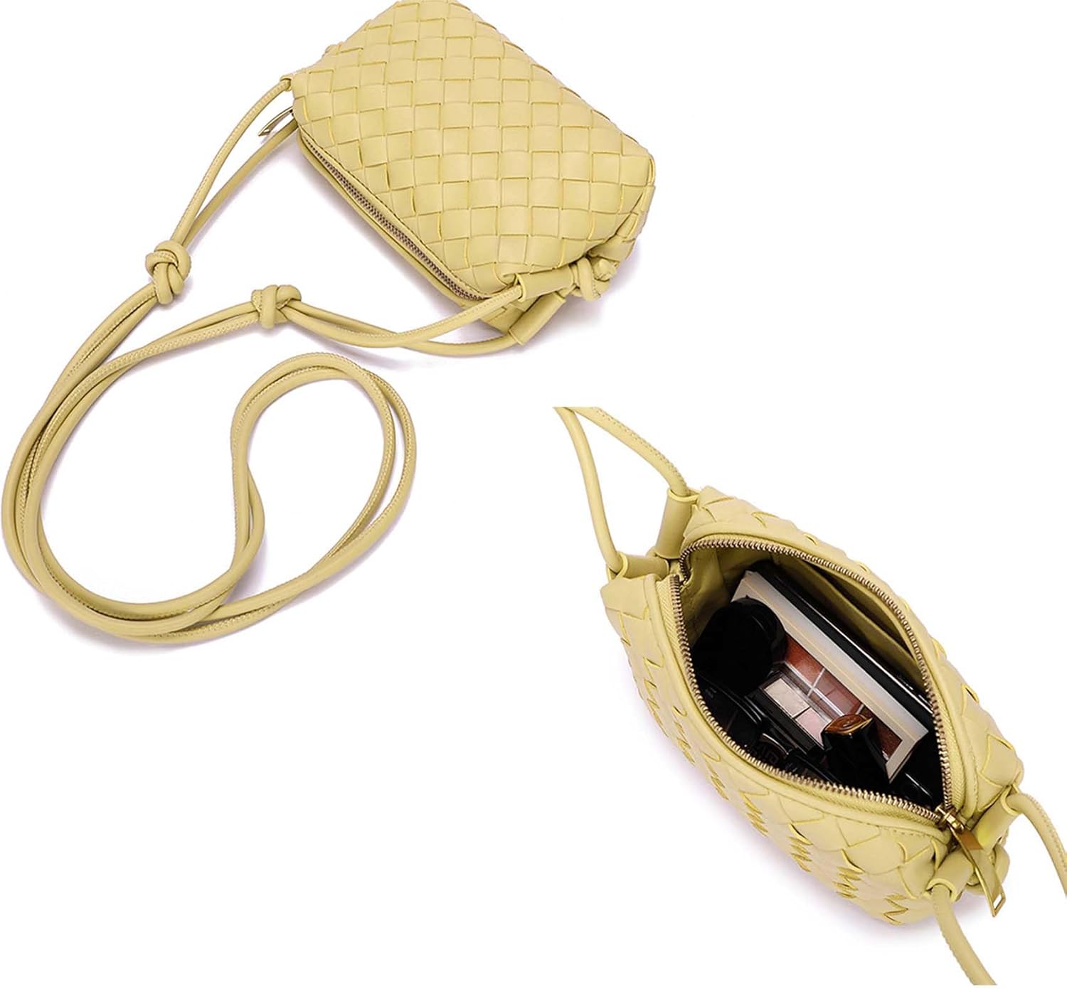 ZEDIUH Woven Bag for Women Crossbody Shoulderbag, Small Vegan Leather Purse