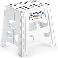 Vista 11 de Delxo Taburete plegable de 9 pulgadas en negro, taburetes plegables para niños, taburete plegable portátil con asa, taburete plegable para cocina