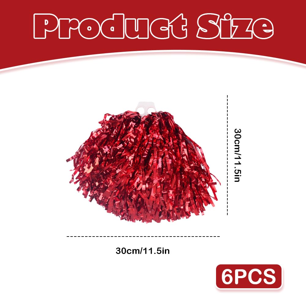6 PCS Red Metallic Pom Poms - Image 2