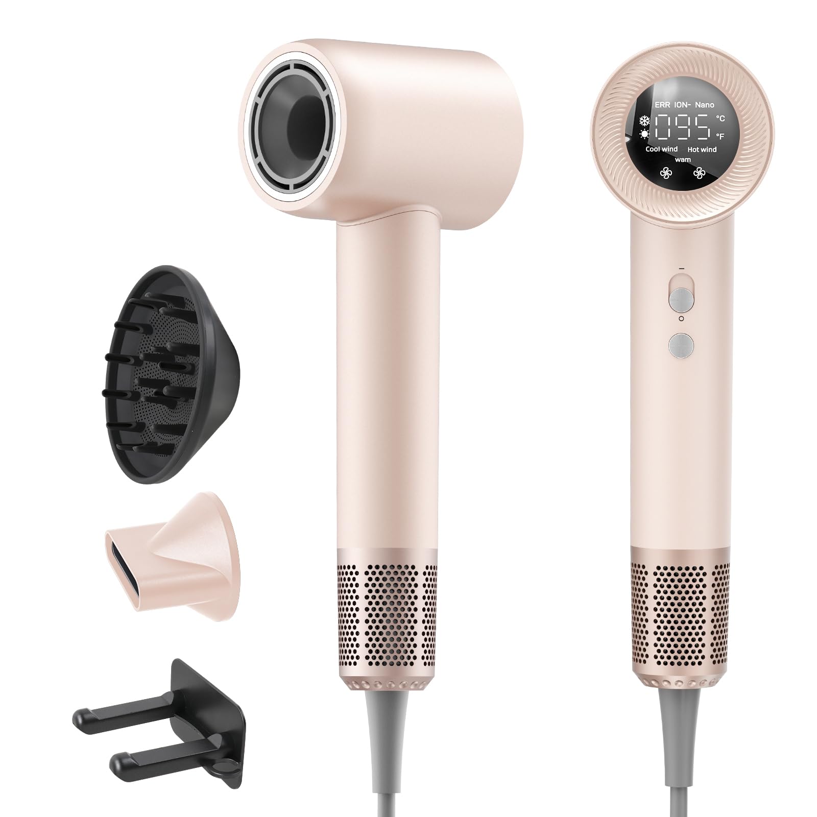 Hair Dryer 1600W High Speed Ionic Blow Dryer with 300 Million Negative Ions 160000 RPM Brushless Motor for