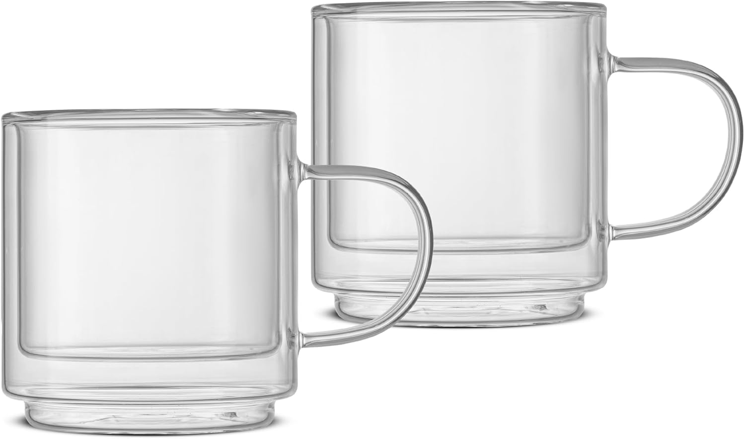 JoyJolt Haven Stackable Double Wall Glass Mugs, Set of 2 (13.5oz) Insulated Coffee Cups, Double Wall Glass Coffee Cups, Tea Cups, Latte Cups, Cappuccino Cups, Clear mugs set of 2 - Image 2