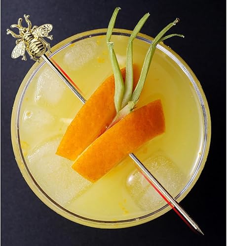 Miniatura 3 de LD-YUNJIA 6 palillos de cóctel de abejas para bebidas, palillos de frutas de acero inoxidable, palillos de dientes reutilizables para bar, barbacoa,