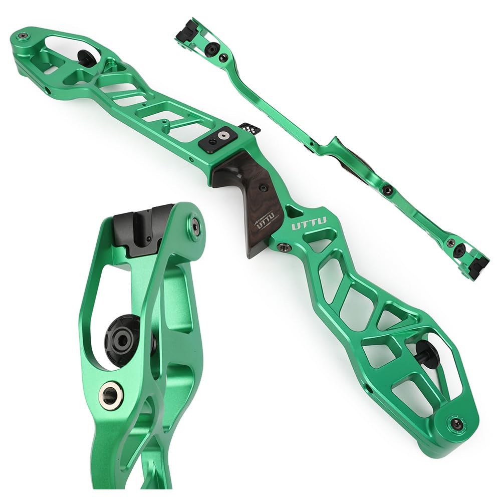 25 Inch ILF Bow Riser for Right Hand Archers - Aluminum Alloy Takedown Recurve Bow Handle Grip, Optimized for Archery Competition Shooting (Green)
