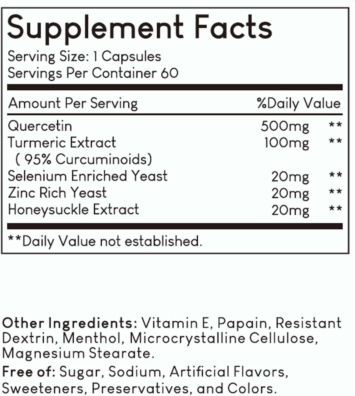 Morn Aroma Quercetin and Turmeric Extract Supplement - 60 Count