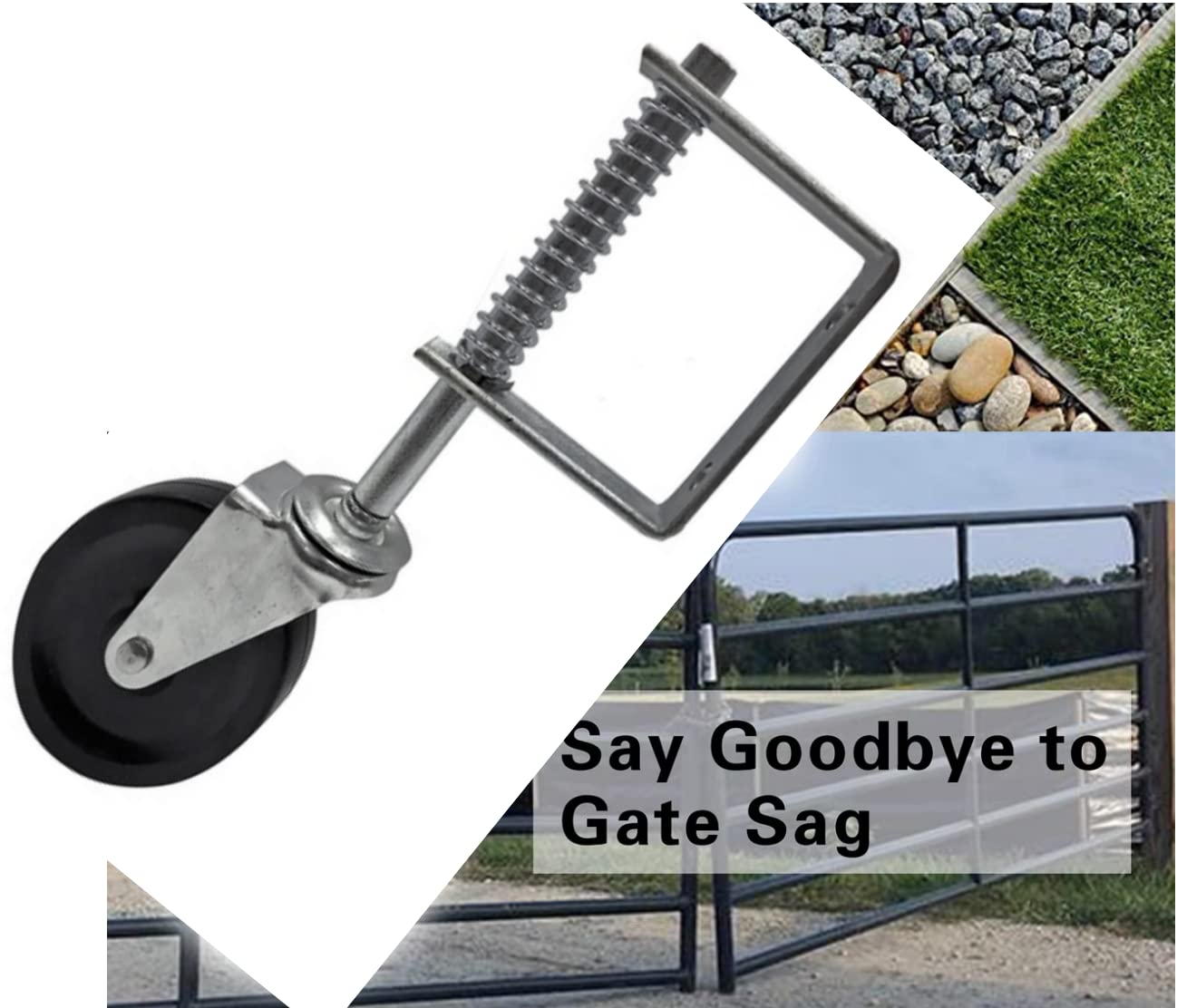 Gate Caster gate Wheel 4”, Heavy Duty Gate Caster Wheel with Spring Loaded,Universal Mount Pate, 250-500 lbs Load Capacity, 4 Inches Rubber Wheel(Two PCS) - Image 5