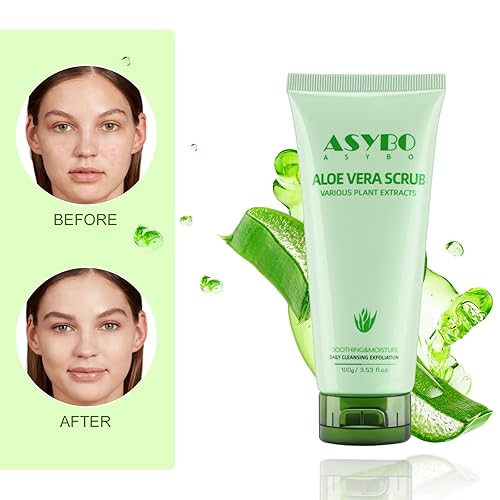 Miniatura 5 de Exfoliante facial natural, exfoliante orgánico de aloe vera para puntos negros, manchas oscuras y acné, exfoliante facial y corporal para eliminar