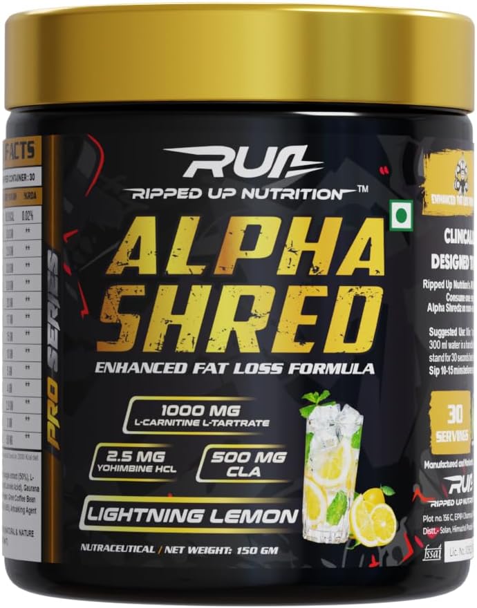 - Ripped Up Nutrition Alpha Shred - Pro Series, Fat Burning Powder, Premium Ultra Strenth Lipolytic Fat Burning (Lightning Lamonade, 150gm, 1 count, 30 Servings)