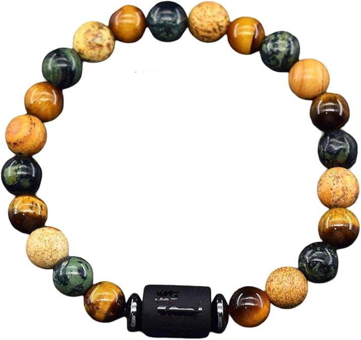 12 Zodiac Constellation Signs Bracelets for Men Women Real Natural Tiger Eye Bead Bracelet Leo Taurus Charm Couple Jewelry (Metal Color: 4 Aries, Main Stone Color: 8 mm Beads, Length: 17cm(6.69inch))