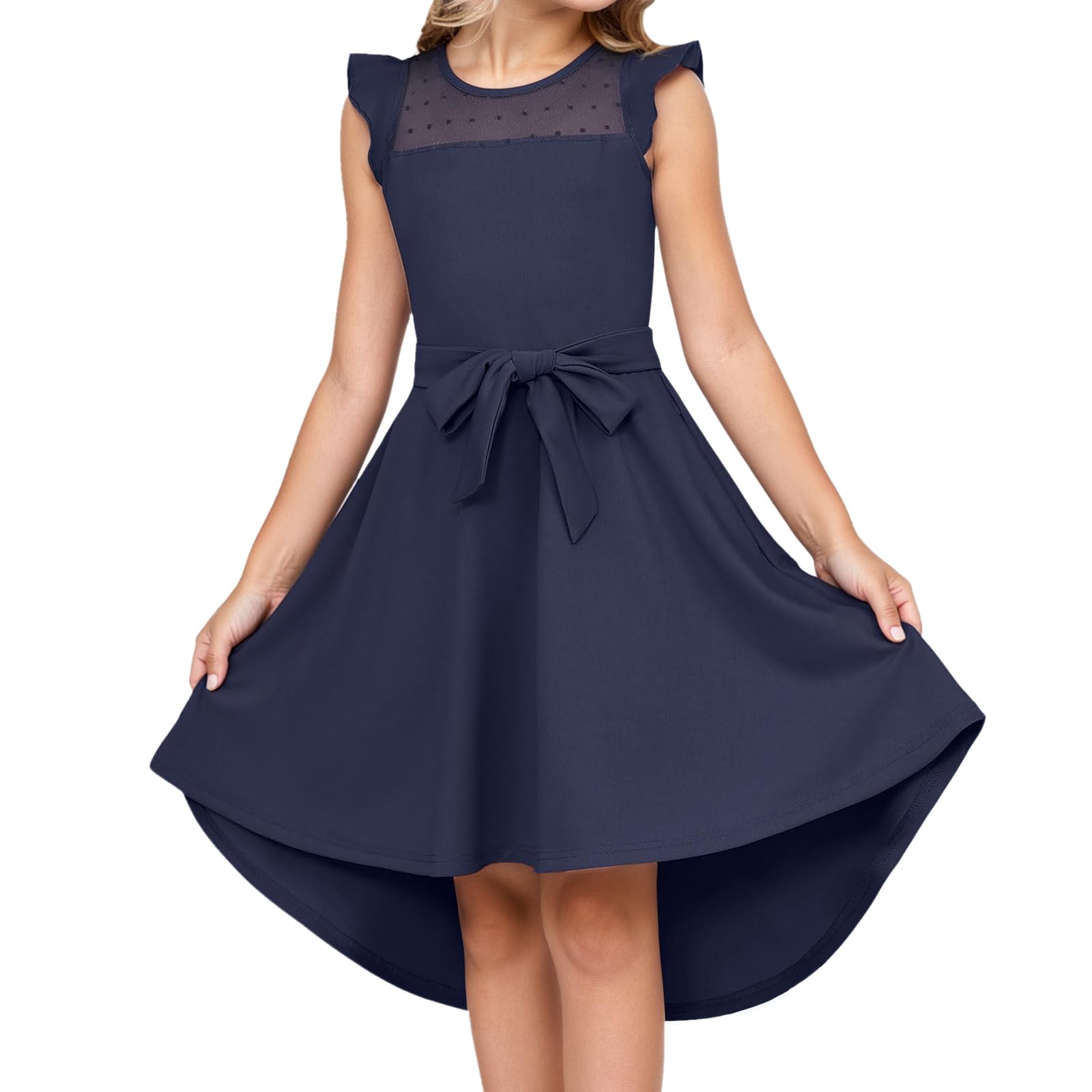 Vestidos de Verano para Niñas Elegantes Sin Mangas Cuello Redondo 6-15 Años