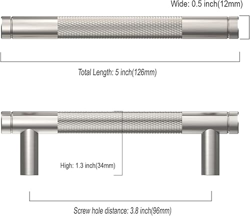 Miniatura 6 de Coinkoly Paquete de 10 tiradores de gabinete de color dorado cepillado de 3.75 pulgadas (3.780 in) moleteados para gabinetes de cocina, tiradores de