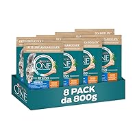 PURINA ONE Bifensis Senior Crocchette per Gatti Adulti Ricco Pollo e Cereali Integrali 8 Sacchi da 800g